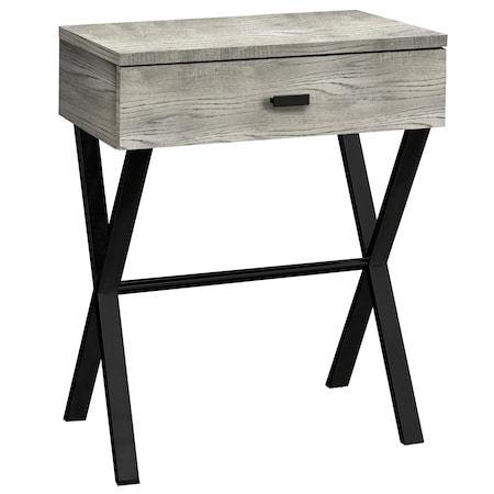 Homeroots 22.25 in. Grey Reclaimed Wood Particle Board & Black Metal Accent Table 333207